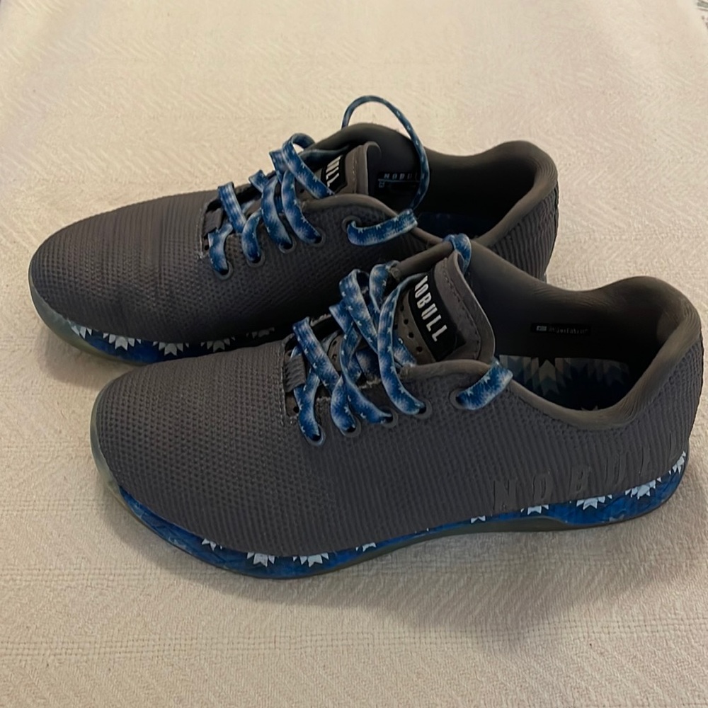 NOBULL Training Shoe.  Gray and Blue Patchwork.  Size 9.5 EUC